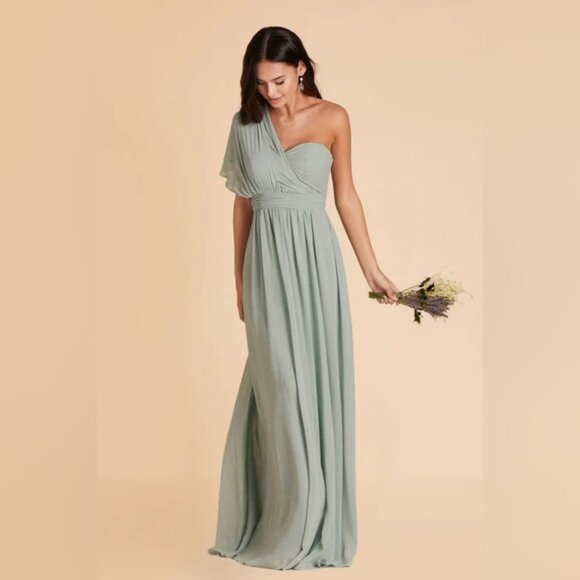 Birdy Grey Grace Convertible Chiffon Sage Bridesmaid Maxi Dress NWT - Picture 3 of 3